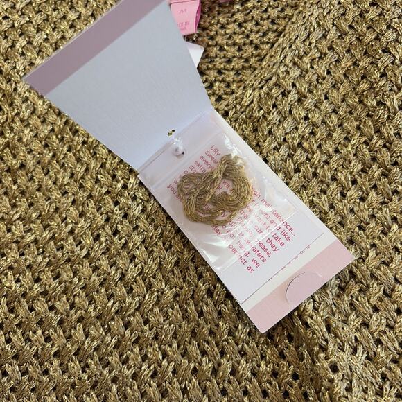 New Lilly Pulitzer Medium Gold Gina Sleeveless Sweater Open Knit Metallic New - Picture 3 of 10